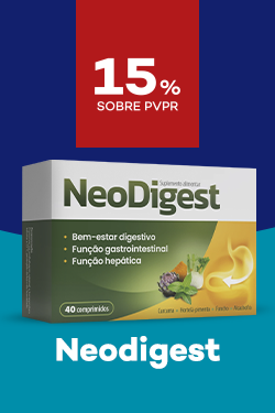 Suplemento Neodigest com destaque promocional de 15% sobre pre&ccedil;o de Venda ao P&uacute;blico Recomendado